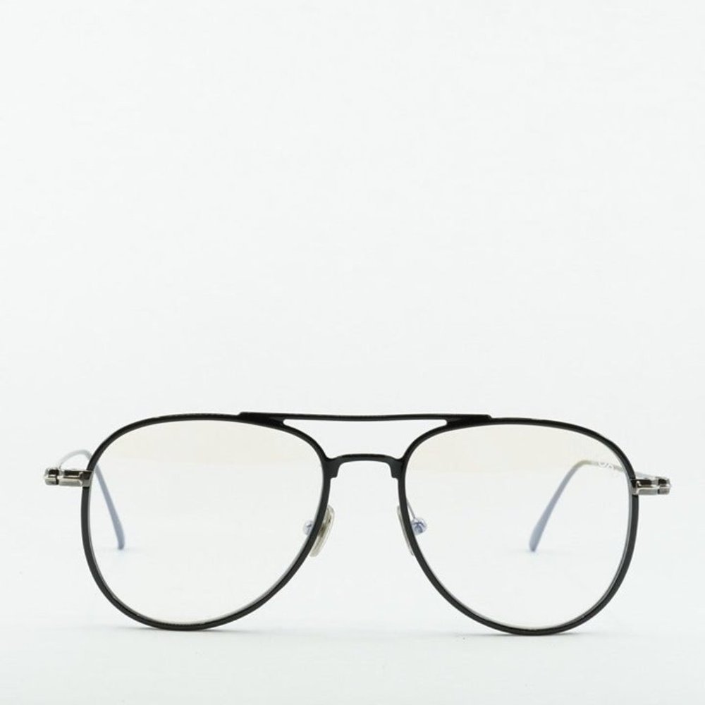 💯 NEW TOM FORD FT5666-B/O 001 BLACK WHITE GUNMETAL BLUE BLOCK EYEGLASSES - Picture 2 of 12